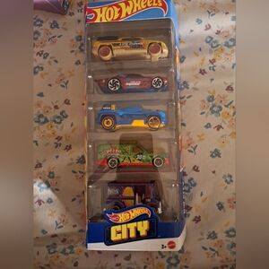 Mattel Hot Wheels City Car Set - Gold, Red, Blue, Green
